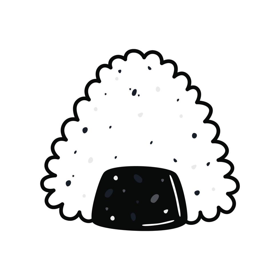 Sushi in cartoon style. Cute onigiri with salmon for menu vector