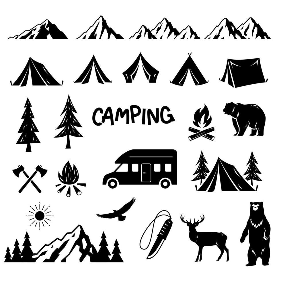 Collection of outdoor activities symbols. vector