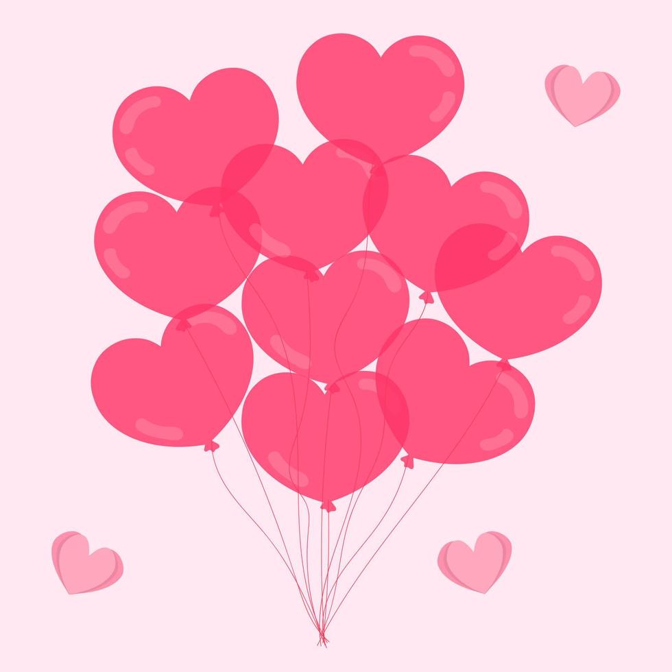 Pink lovely heart balloon for romance and special celebration. Cute heart bloom vector