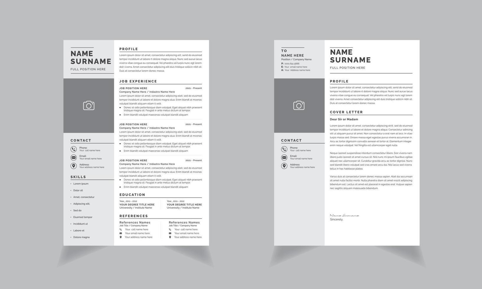 Elegant CV Resume Layout Minimalist Simple Vector Resume