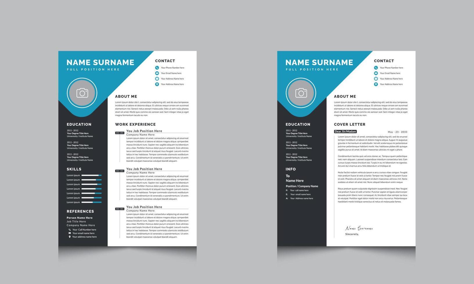 Vector Professional creative CV Resume template design and cover letter