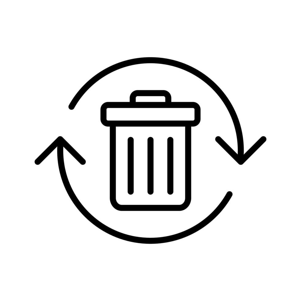 icono de reciclaje de residuos en el diseño de estilo de línea aislado sobre fondo blanco. trazo editable. vector