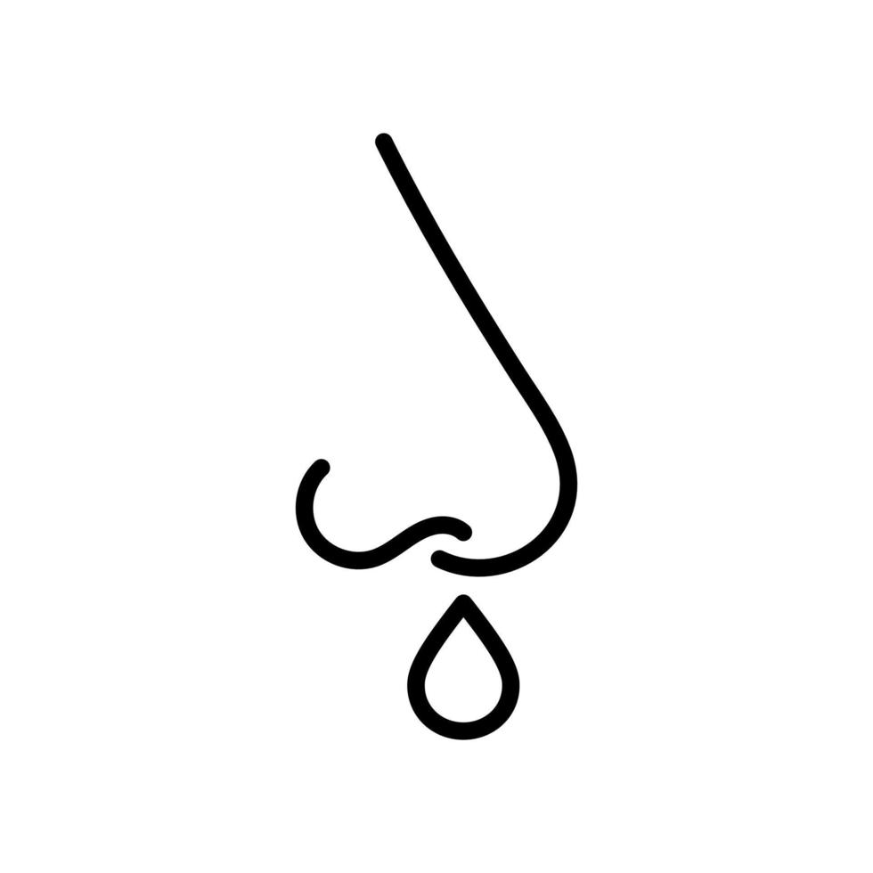 Runny nose or nosebleed icon in line style design isolated on white background. Editable stroke. vector