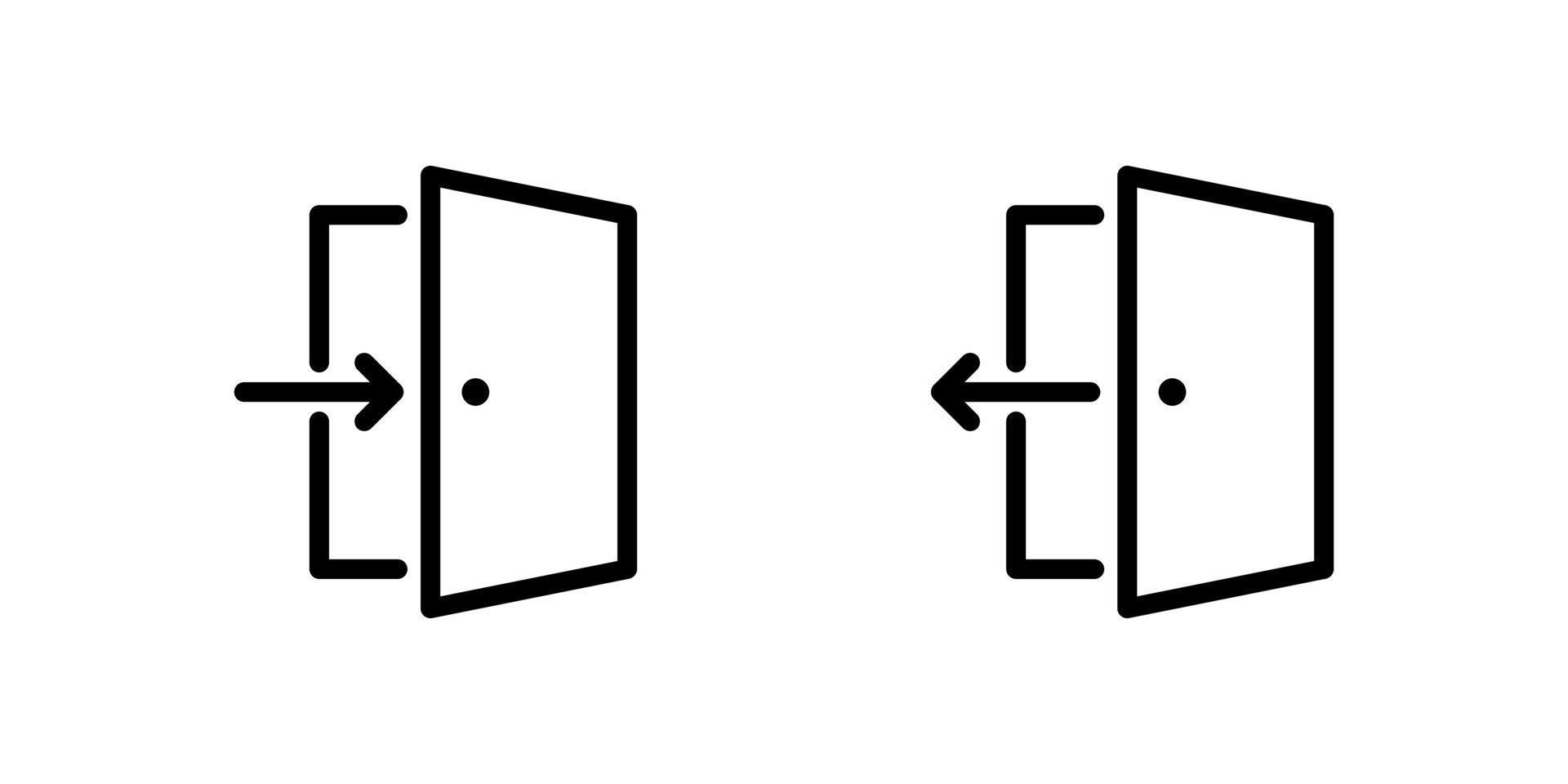 Log in, enter or sign in and log out, exit or sign out icons in line style design isolated on white background. Editable stroke. vector