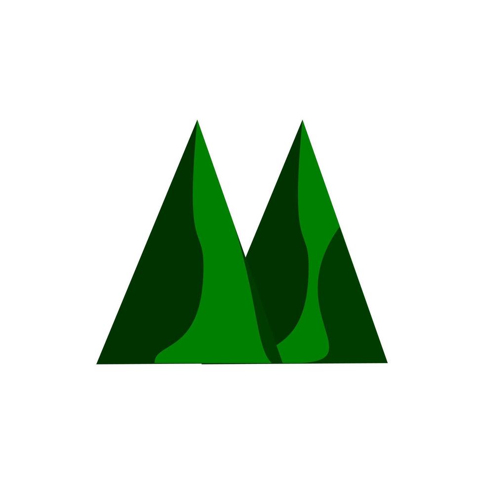 Two mountain peaks with snow flat vector icon for outdoor apps and websites