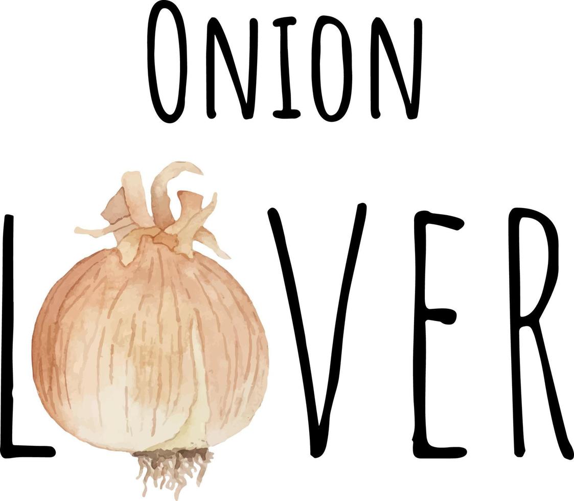 Watercolor illustration of yellow onion. Fresh raw vegetables. Onion lover illustration vector