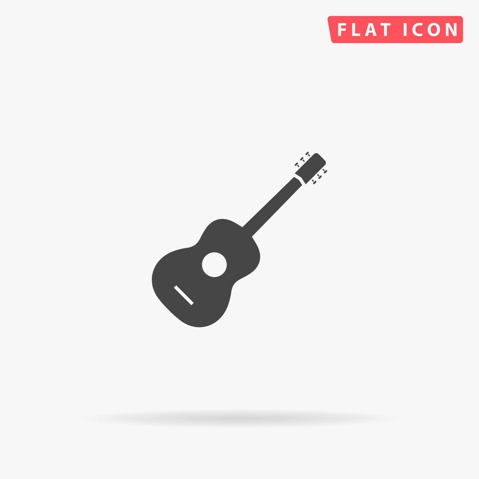 icono de vector plano de guitarra. signo de estilo de glifo. símbolo de ilustraciones simples dibujadas a mano para infografías conceptuales, proyectos de diseños, ui y ux, sitio web o aplicación móvil.