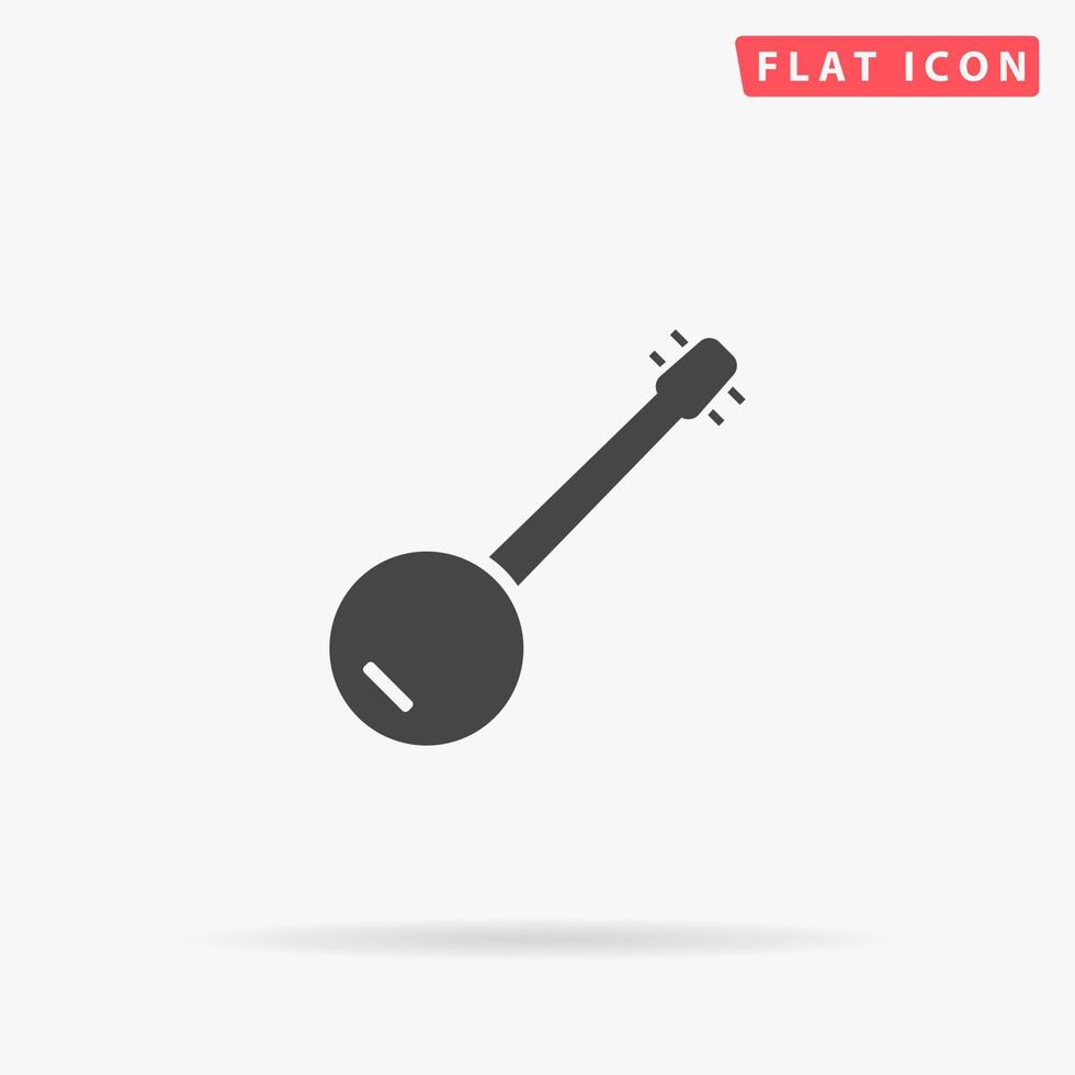 icono de vector plano de banjo. signo de estilo de glifo. símbolo de ilustraciones simples dibujadas a mano para infografías conceptuales, proyectos de diseños, ui y ux, sitio web o aplicación móvil.