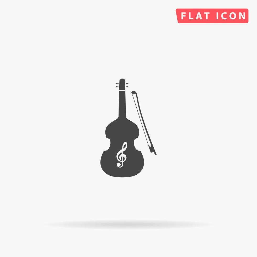 Violin flat vector icon. Glyph style sign. Simple hand drawn illustrations symbol for concept infographics, designs projects, UI and UX, website or mobile application.