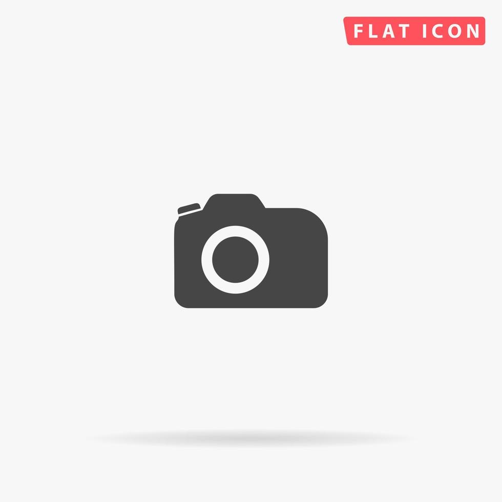 icono de vector plano de cámara fotográfica. signo de estilo de glifo. símbolo de ilustraciones simples dibujadas a mano para infografías conceptuales, proyectos de diseños, ui y ux, sitio web o aplicación móvil.