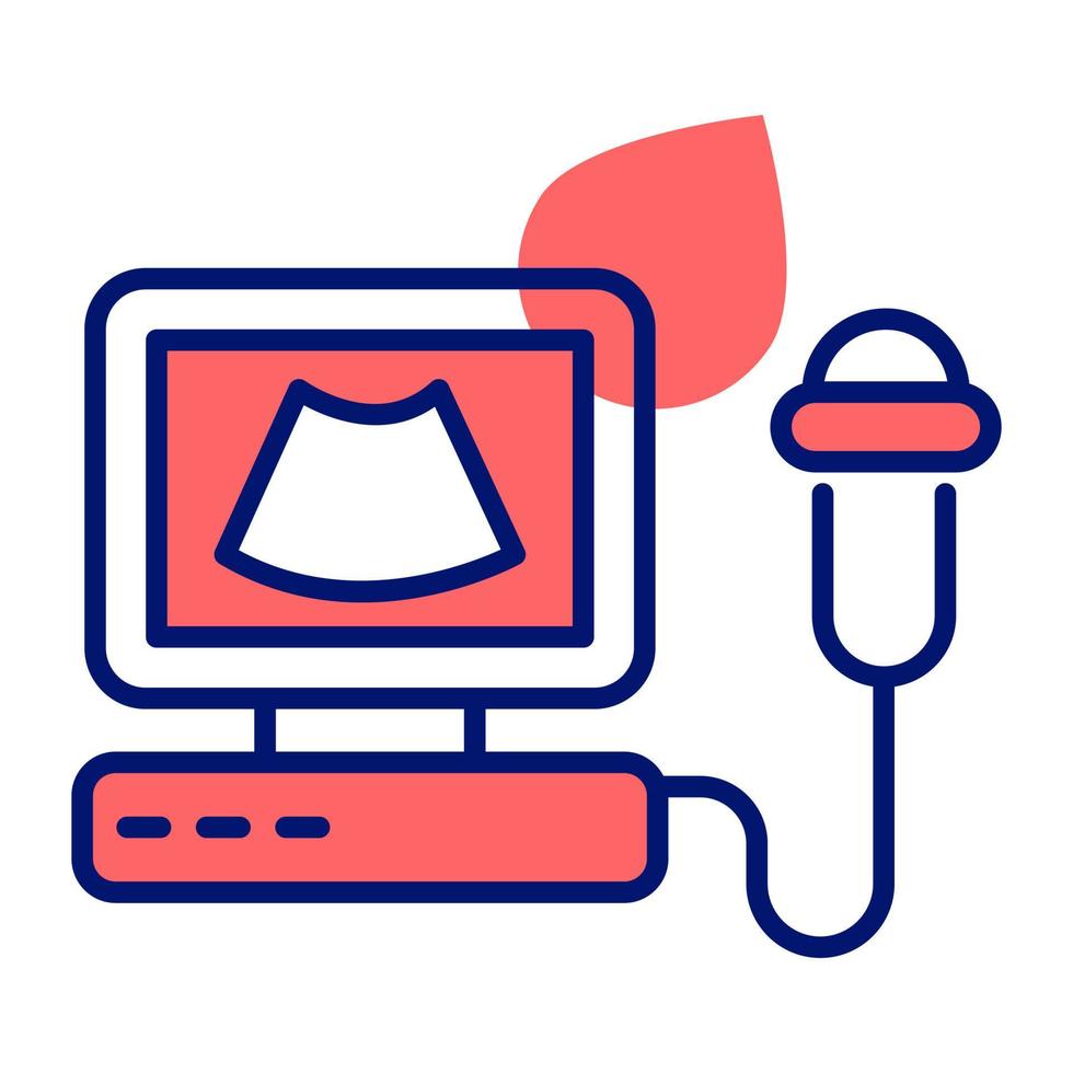 Ultrasound machine vector icon in trendy style, medical device