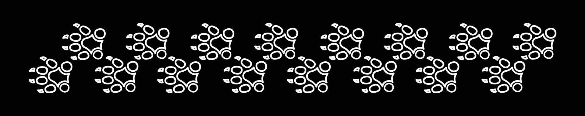 Paw foot trail print of animal ,Different animal paw stock vector icon set. icons for design on black background
