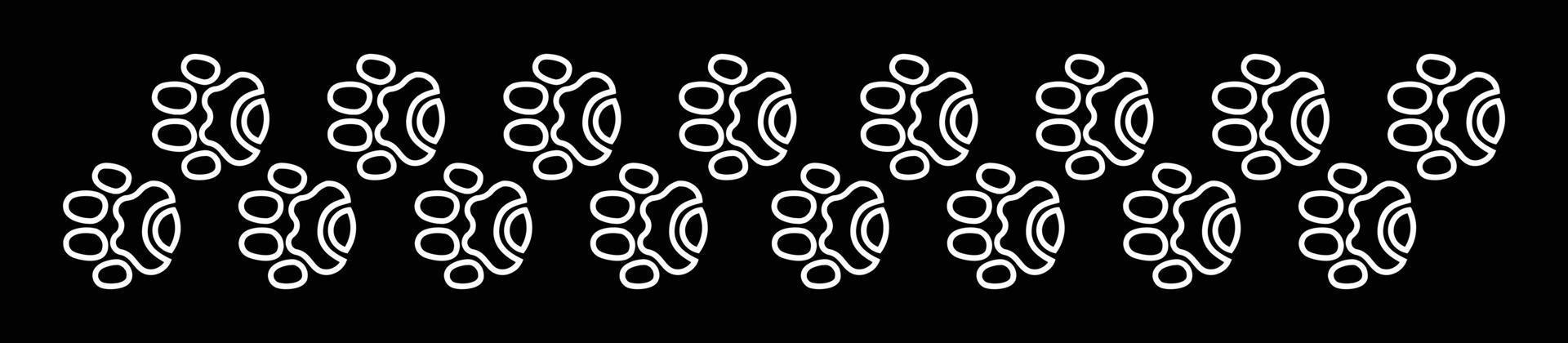 Paw foot trail print of animal ,Different animal paw stock vector icon set. icons for design on black background