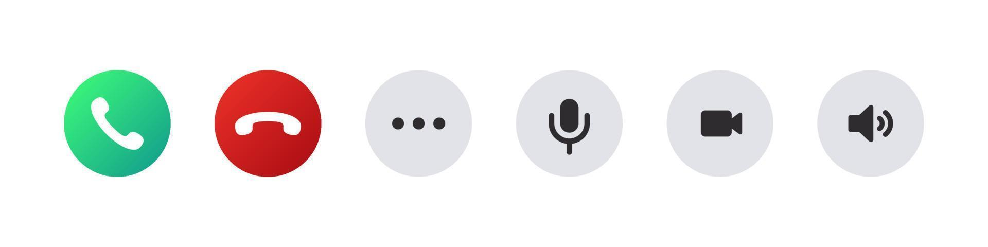 Call function icons. Phone call icons accept and decline. Incoming call icons. Vector images