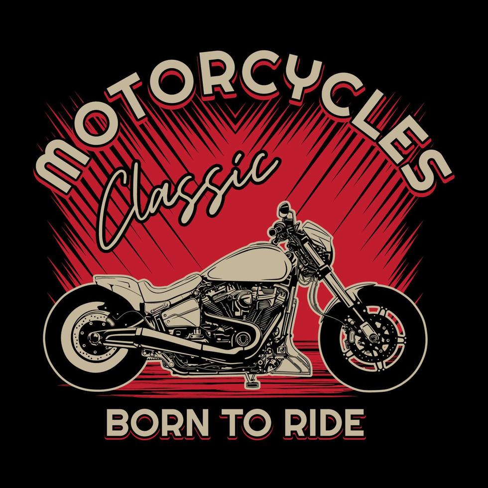 diseño de camisa de vector clásico de motocicletas personalizadas