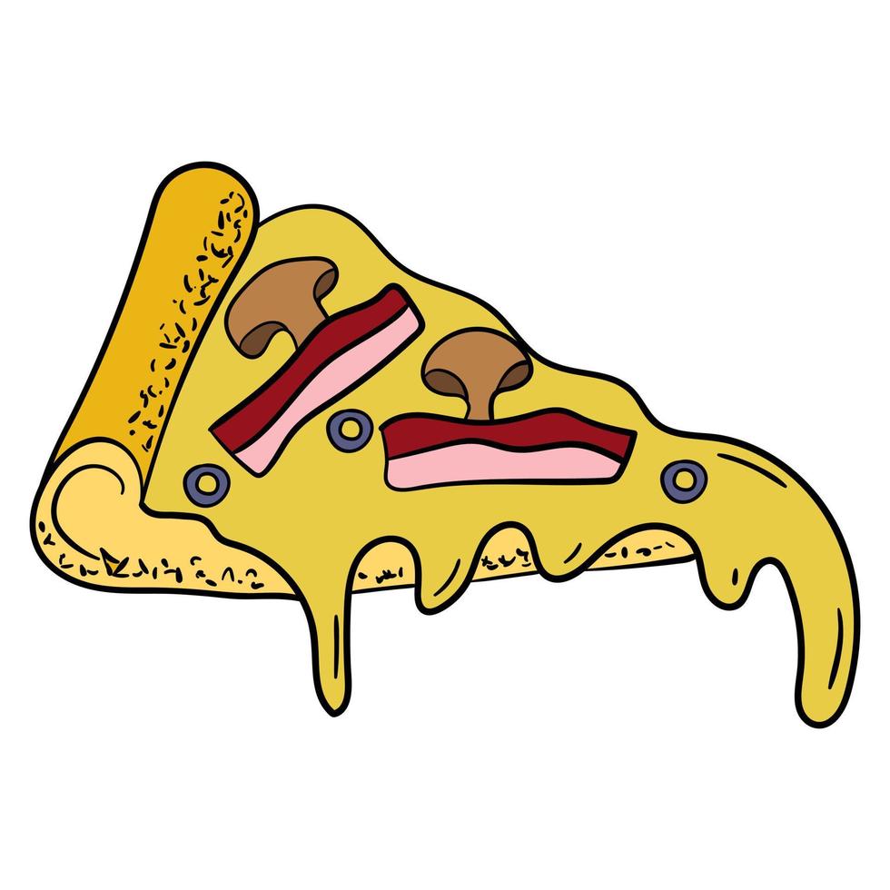 a slice of pizza with cheese. vector illustration.