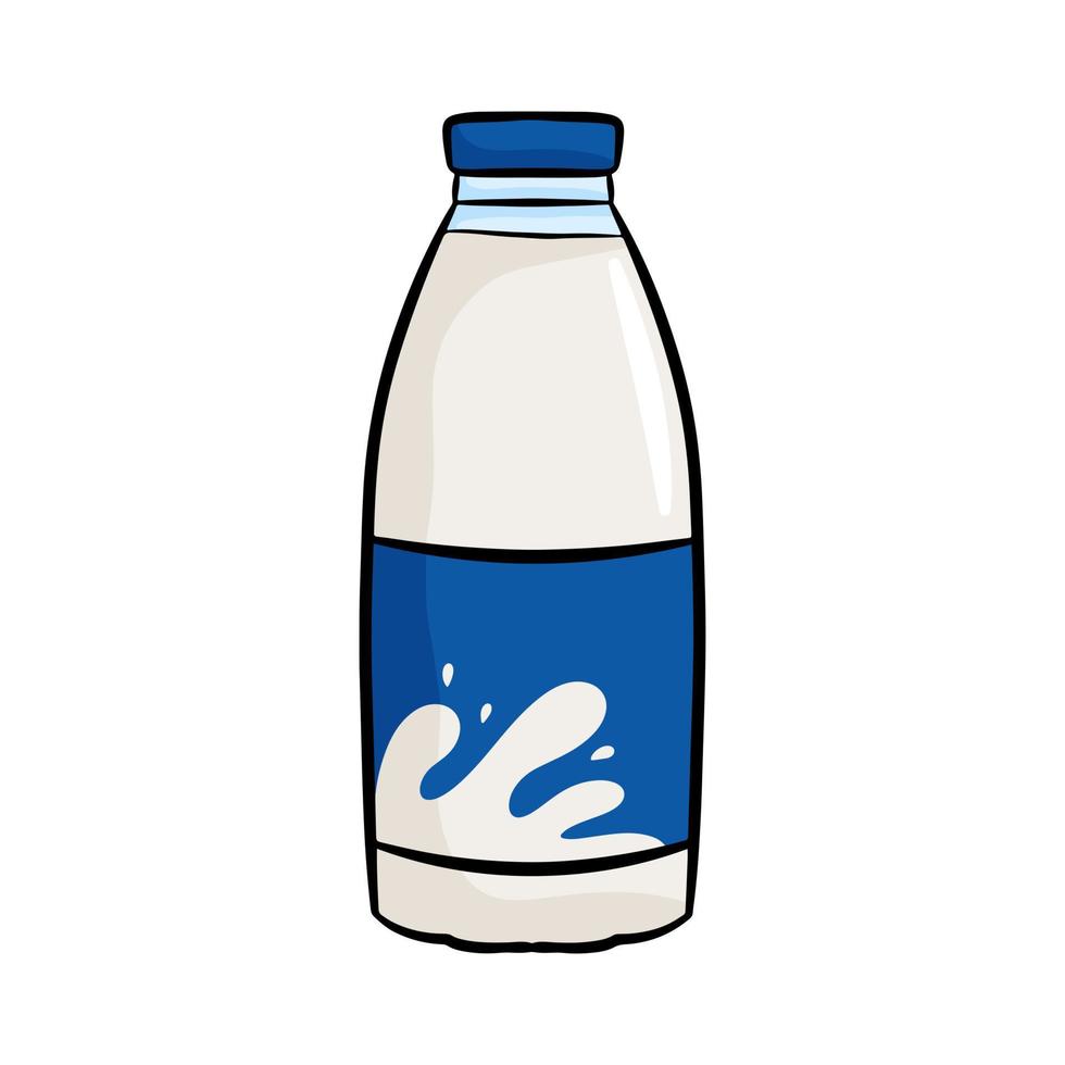 Outline bottle of milk with cap vector
