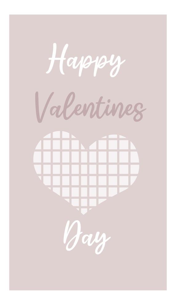 Happy Valentines Day card in purple gray color and knitted heart. vector