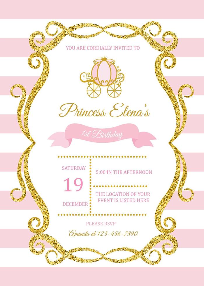 invitation card for the girls first birthday party. Template for baby shower invitation. one year vector