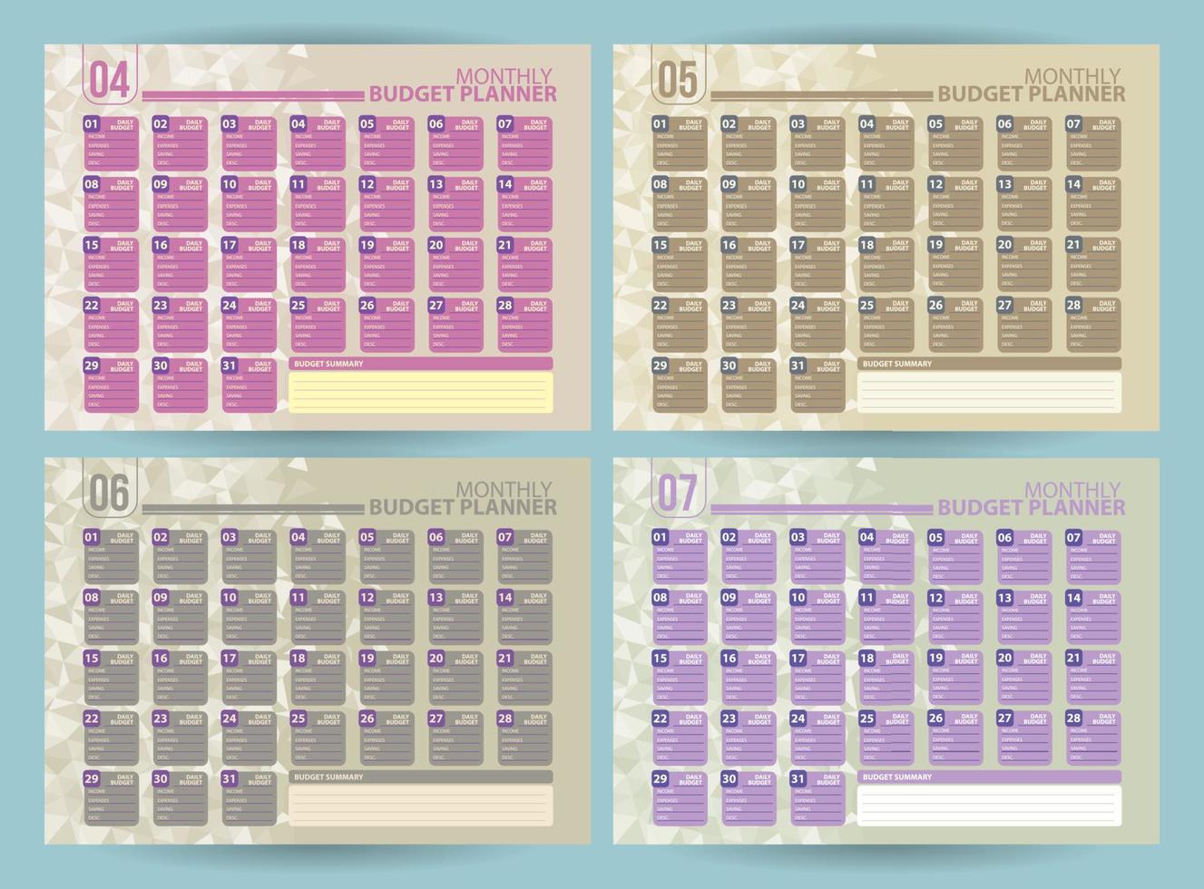 Personal monthly budget plan, Printable Budget Planner Templates, Income and expense tracker vector