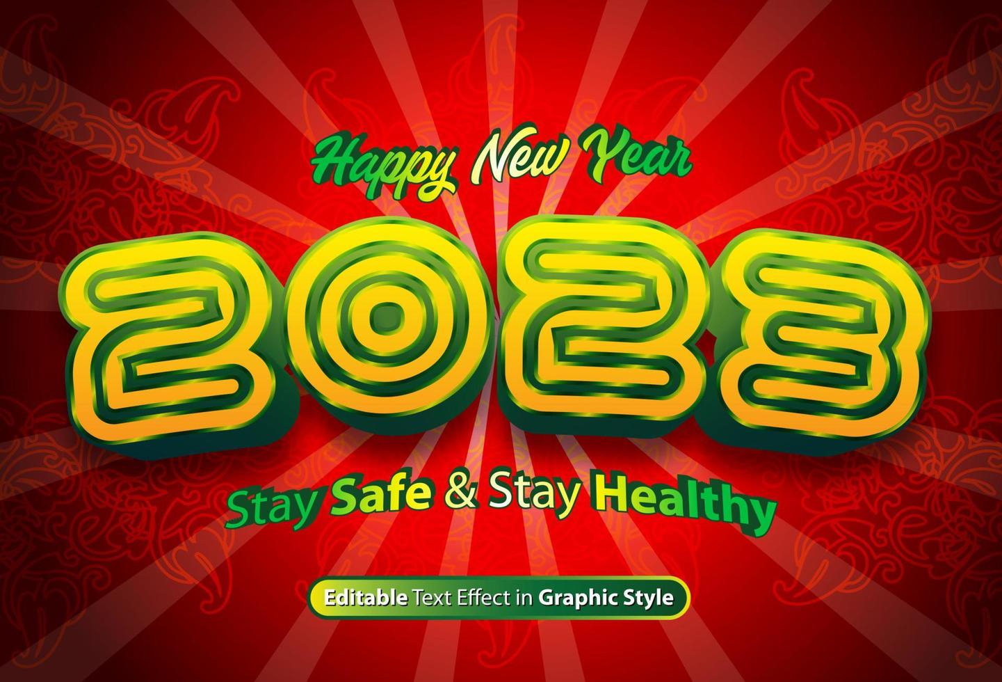 happy new year text effect with graphic style and editable vector