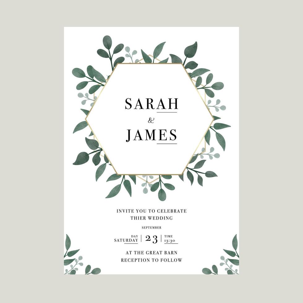 Floral White Wedding Invitation Card Template vector