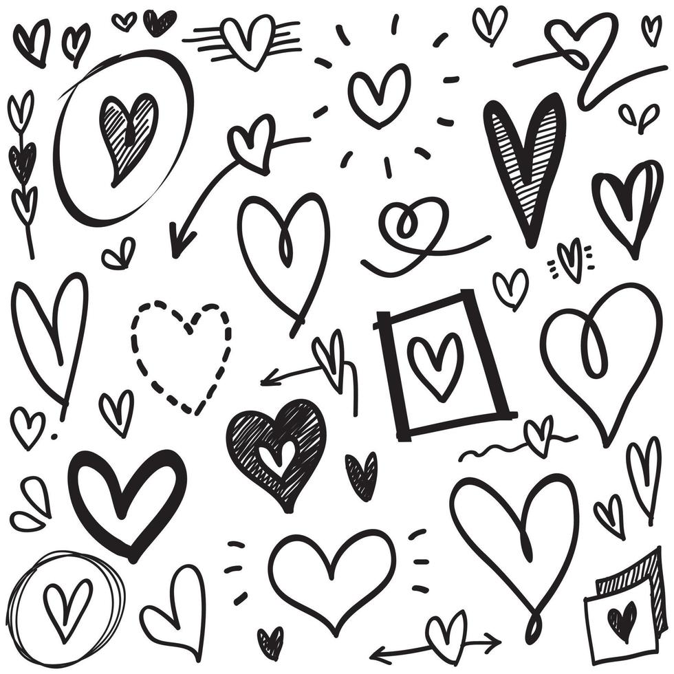 Doodle Hearts, hand drawn love hearts. Vector illustration. 17458894
