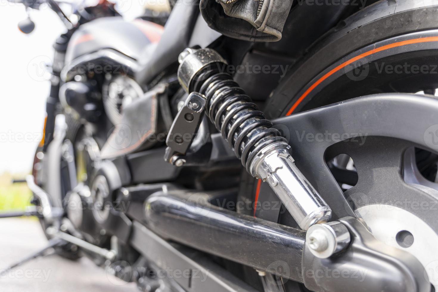 Motorcycle side view, motorcycle rear shock absorber, rear suspension photo