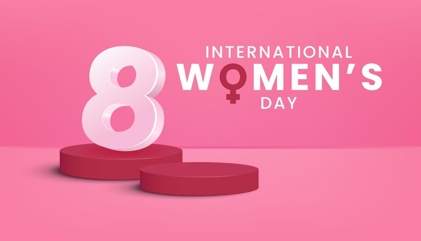 día internacional de la mujer con escenario 3d podio vector