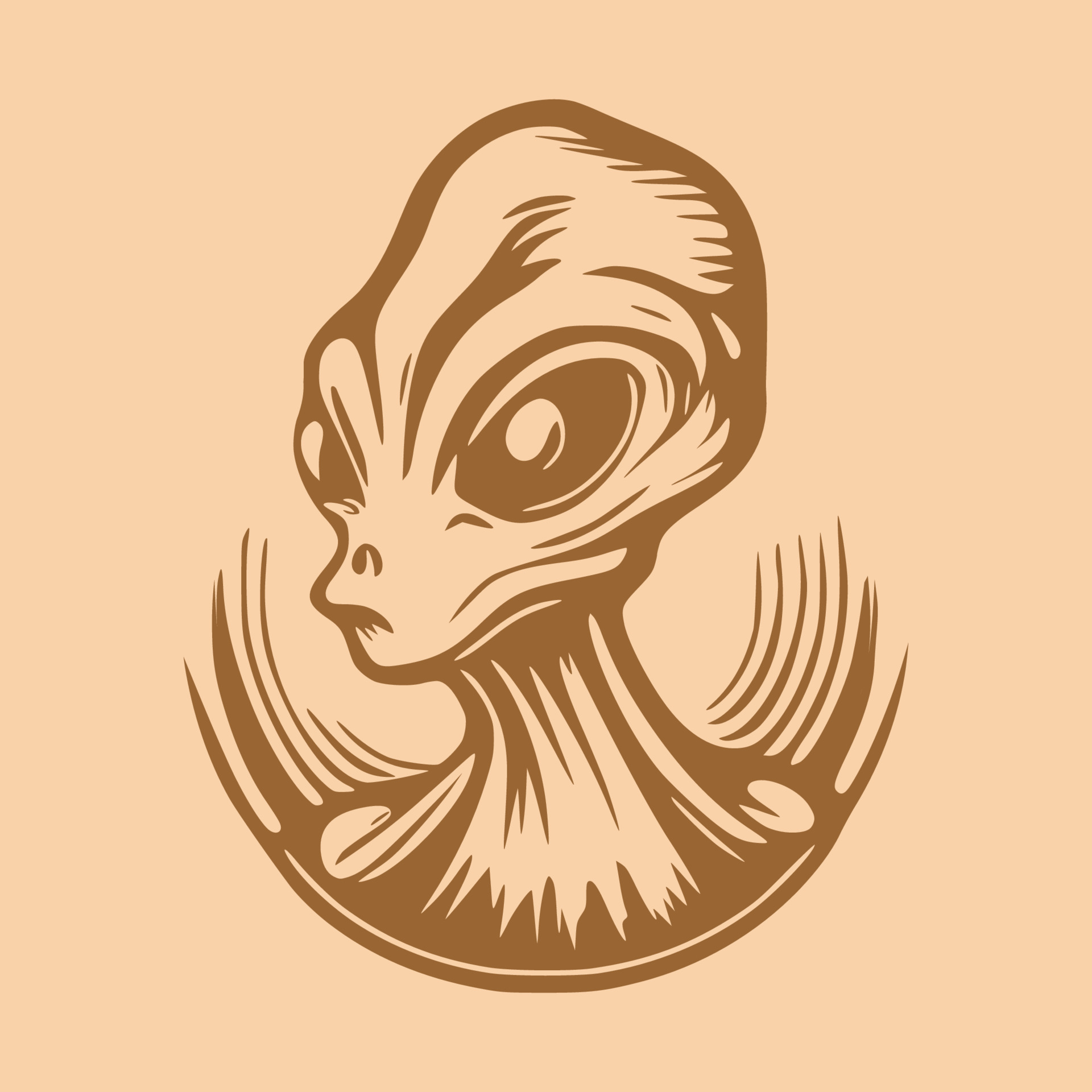Aliens head of vector objects and design elements in monochrome style  isolated on brown background 17459067 Vector Art at Vecteezy
