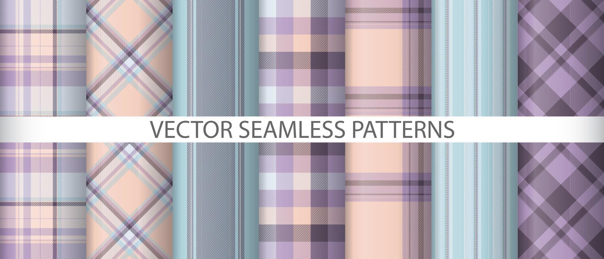 Set seamless background tartan. Check fabric pattern. Texture vector textile plaid.