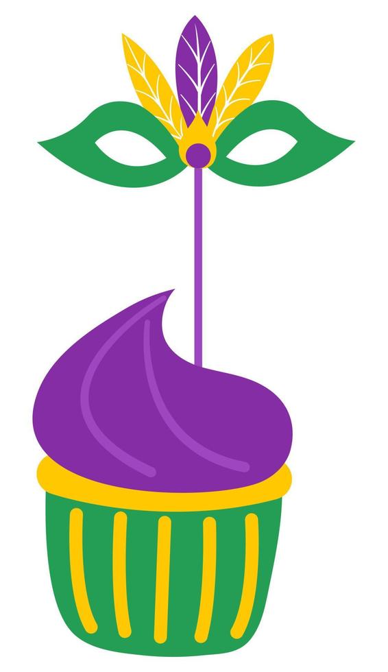 Mardi Gras carnival design element, flat style. Cake. vector illustration.