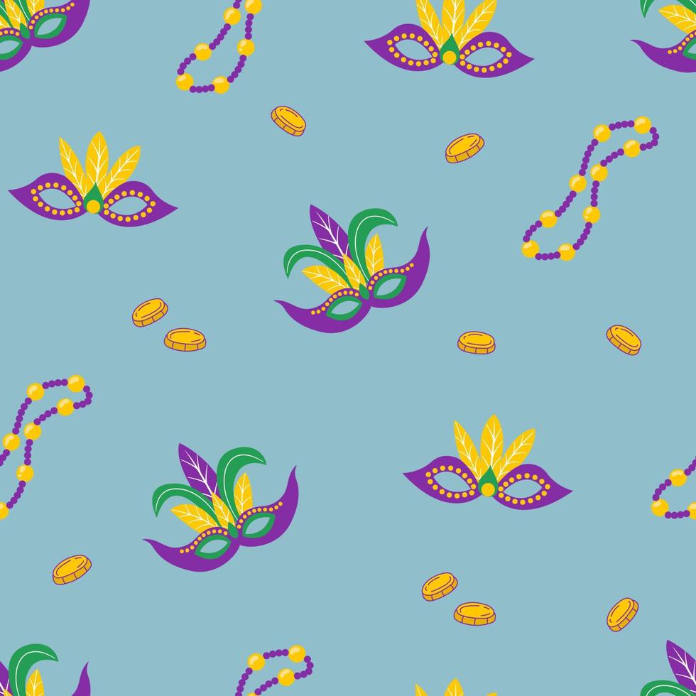 Seamless pattern Mardi Gras carnival. Design for fabric, textile, wallpaper, packaging. vector