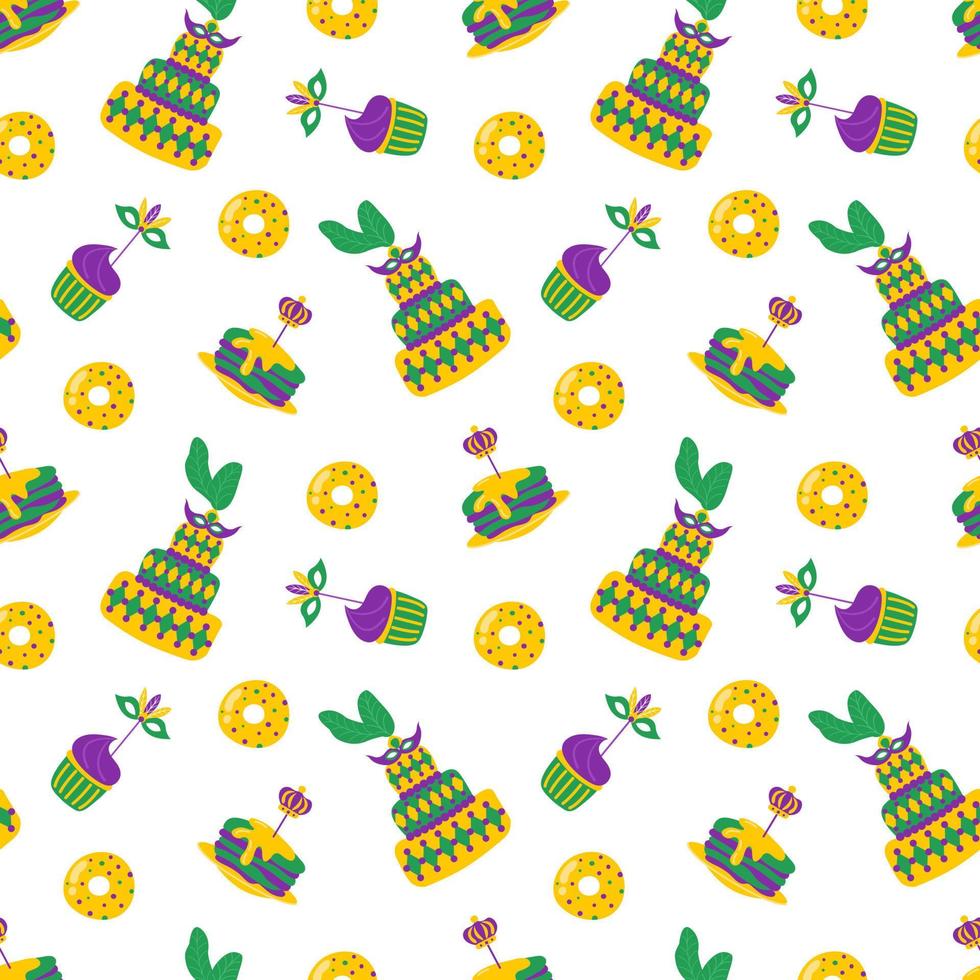 Seamless pattern Mardi Gras carnival. Design for fabric, textile, wallpaper, packaging. vector