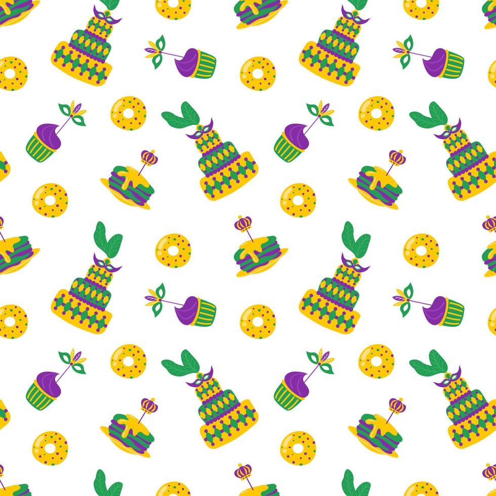 Seamless pattern Mardi Gras carnival. Design for fabric, textile, wallpaper, packaging. vector