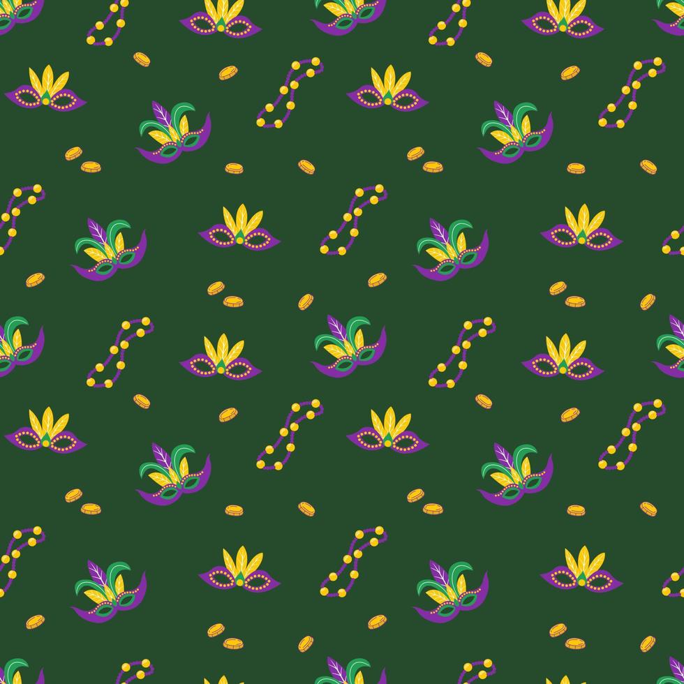 Seamless pattern Mardi Gras carnival. Design for fabric, textile, wallpaper, packaging. vector