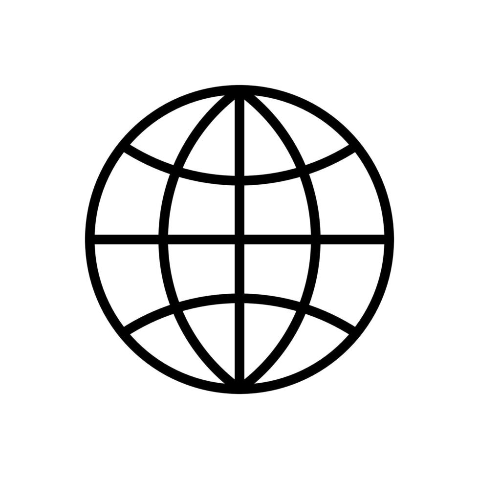 WWW, World Wide Web, Earth grid symbol, Global icon in line style design isolated on white background. Editable stroke. vector