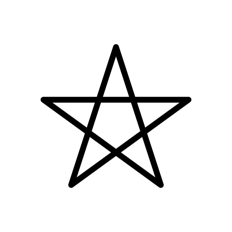 pentagrama, icono de estrella de cinco puntas en el diseño de estilo de línea aislado en fondo blanco. trazo editable. vector