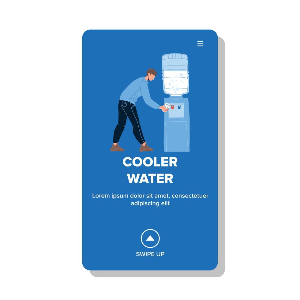 Cooler Water Filling Man In Plastic Cup Vector