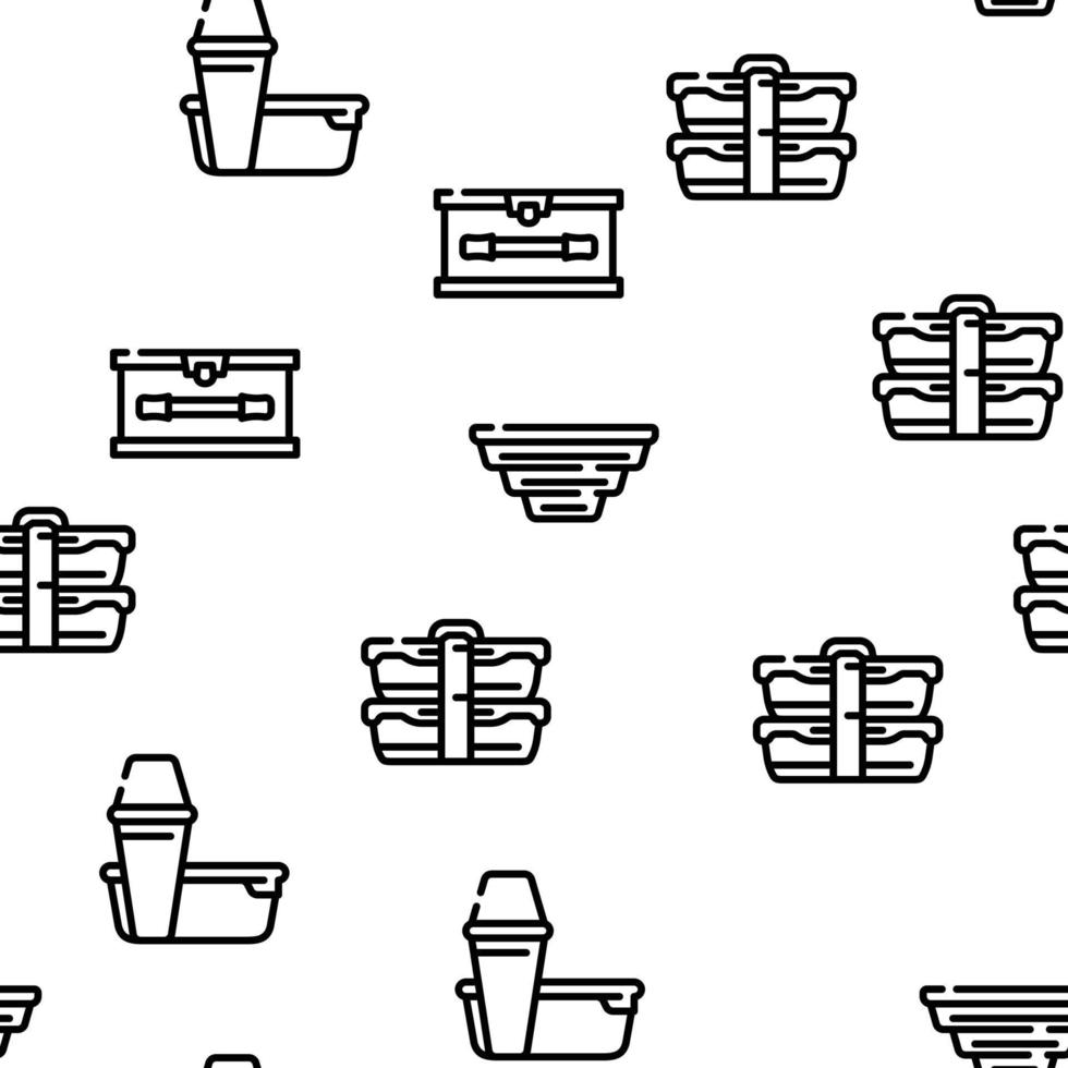 Lunchbox Dishware Vector Seamless Pattern