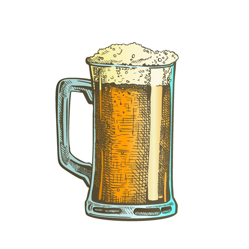 dibujado a mano taza color espuma burbuja cerveza bebida vector