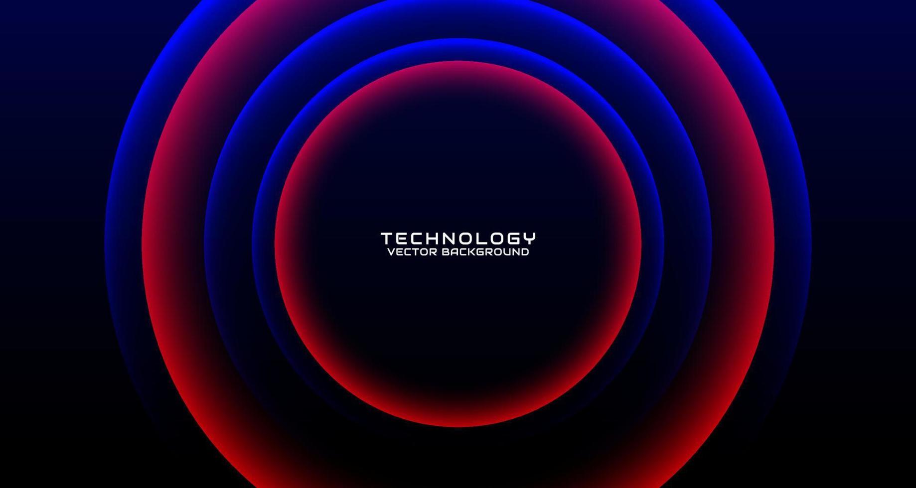 3D red blue techno abstract background overlap layer on dark space with glowing circle decoration. Style concept cut out. Graphic design element for banner flyer, card, brochure cover, or landing page vector