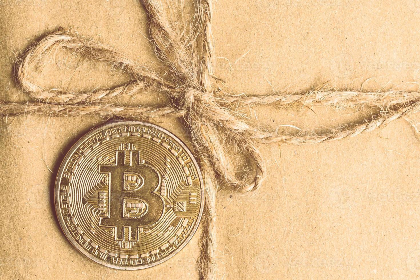 Envelope kraft paper tied with string on a white background photo