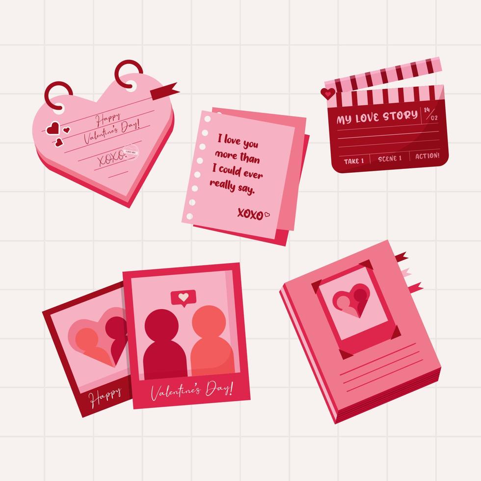 Valentines Day Element Collections in Flat Illustration vector