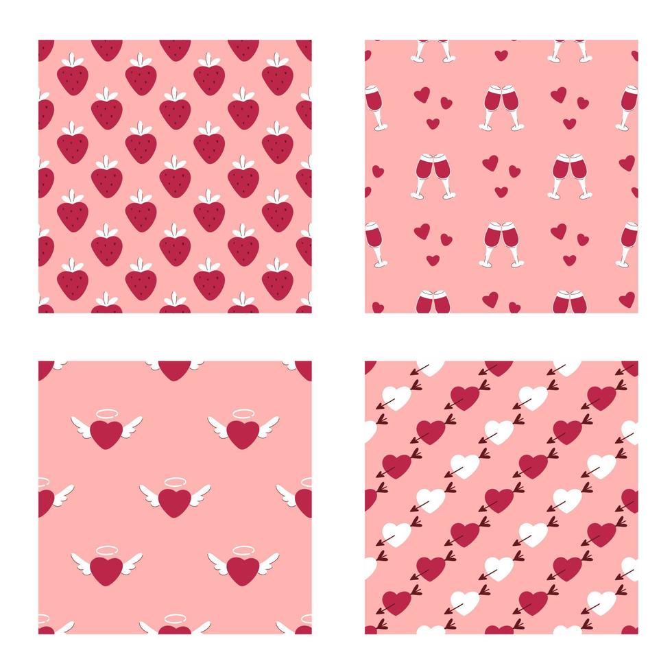 Valentine day seamless pattern set vector