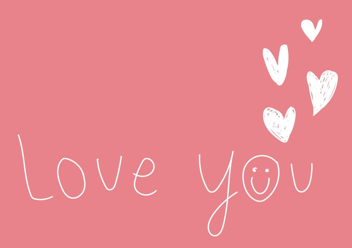 The letter Love You is white with a white heart on top. pink background vector