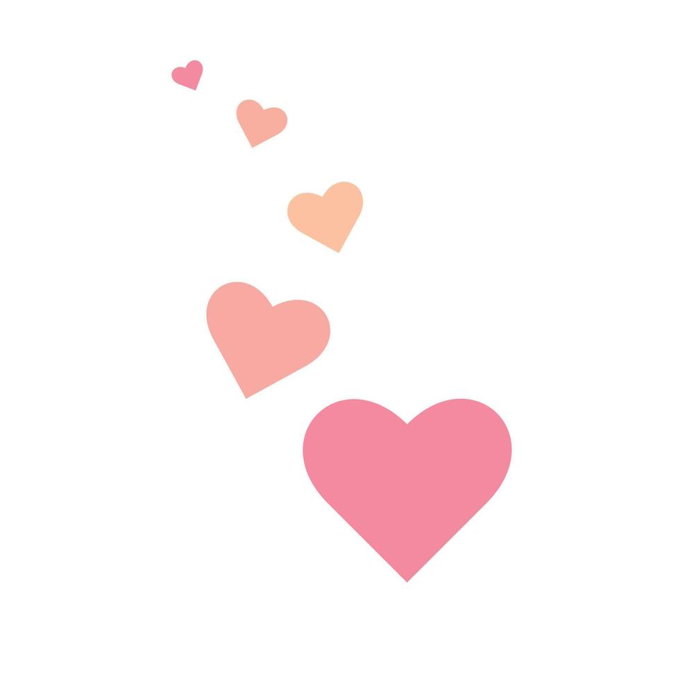 Five pink hearts on a white background made of vector