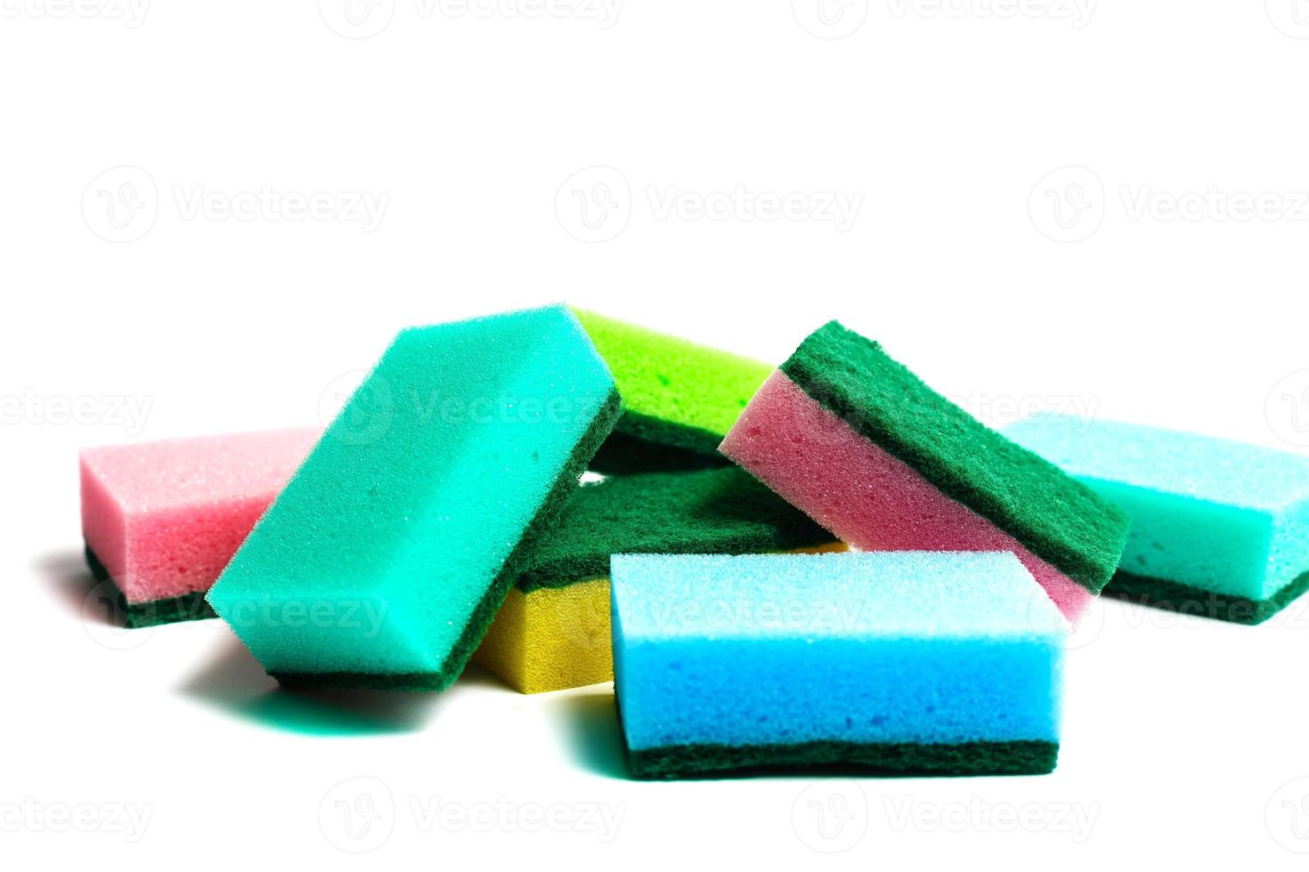 Sponges for dishwashing isolated on a white background photo