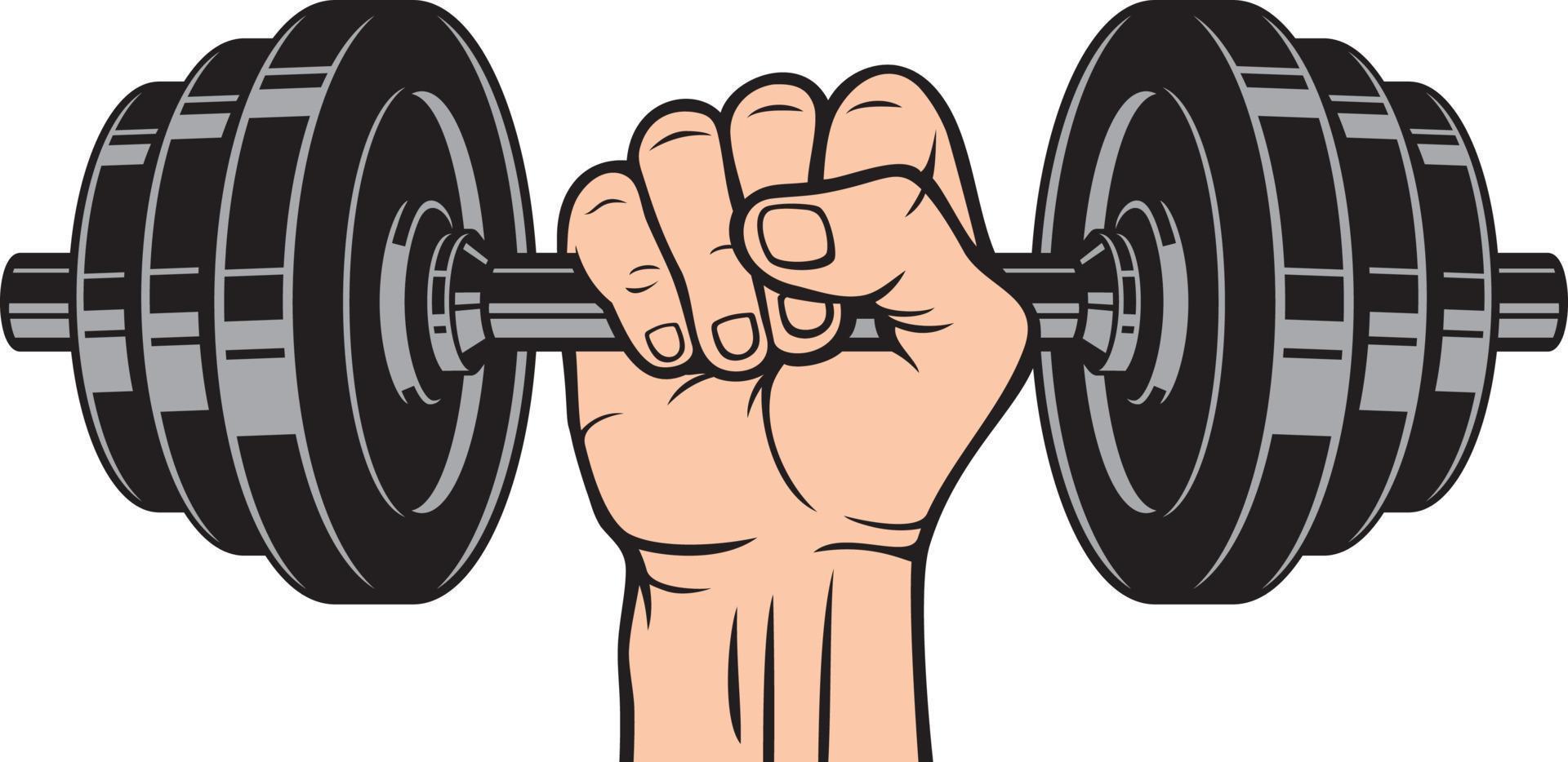 Hand Holding Dumbbell - Barbell. Gym, Bodybuilding or Sport Design. Vector Illustration.