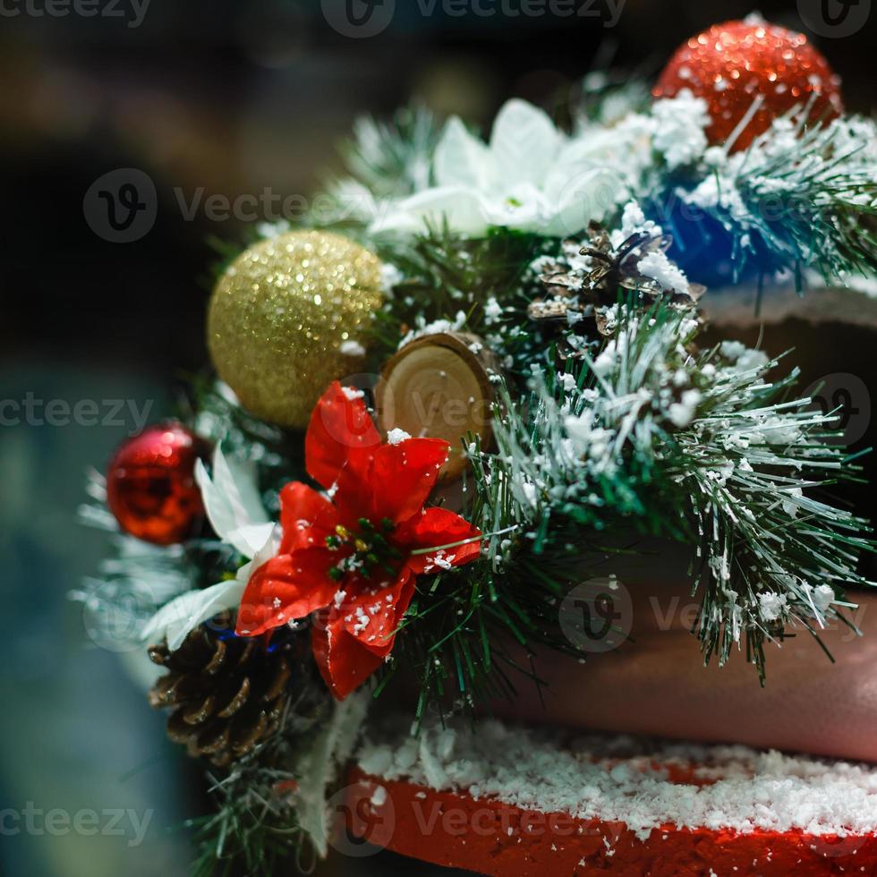 Christmas decoration on abstract background,vintage filter,soft focus photo